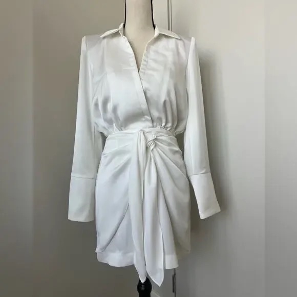 Misha Long Sleeve White Mini Dress
